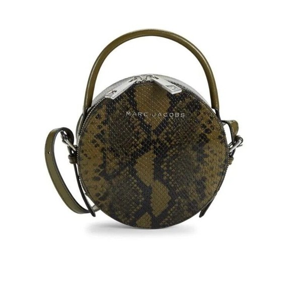 Marc Jacobs Snakeskin Embossed Leather Circle Crossbody Bag New GL0237621 - Picture 1 of 16